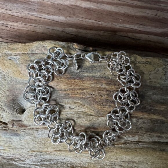 Sterling Silver Chain Maille Bracelet By B. Lang With Lobster Clasp 21.15g 7" - Picture 1 of 6